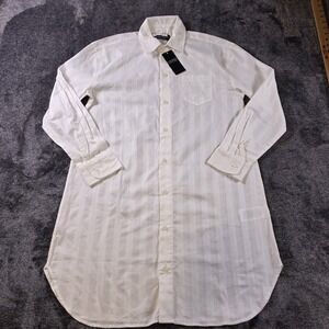 Ralph Lauren Shadow Stripe Sleepshirt Womens XS Monogram Boyfriend Sleep Shirt